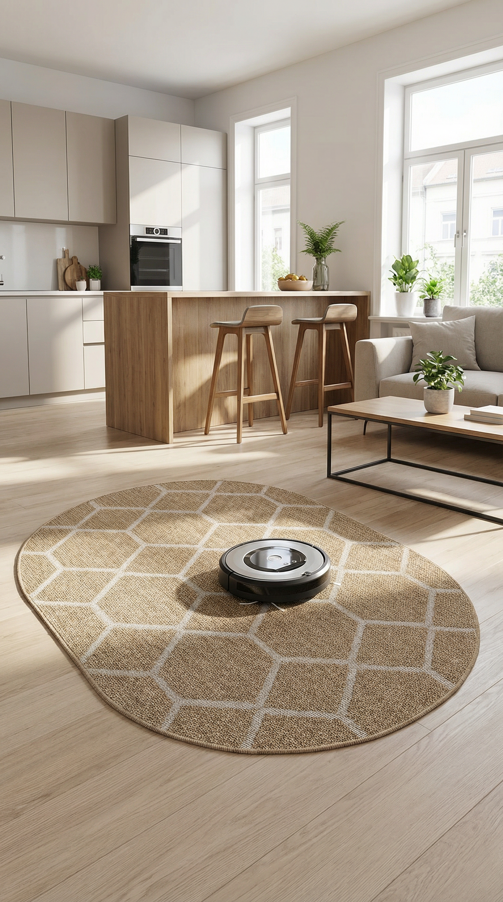 Zev Keten: Kısıtlayıcı Çizgileri Kaldıran Oval Formda Hasır Tarzı Halı Özel Ölçü ✂