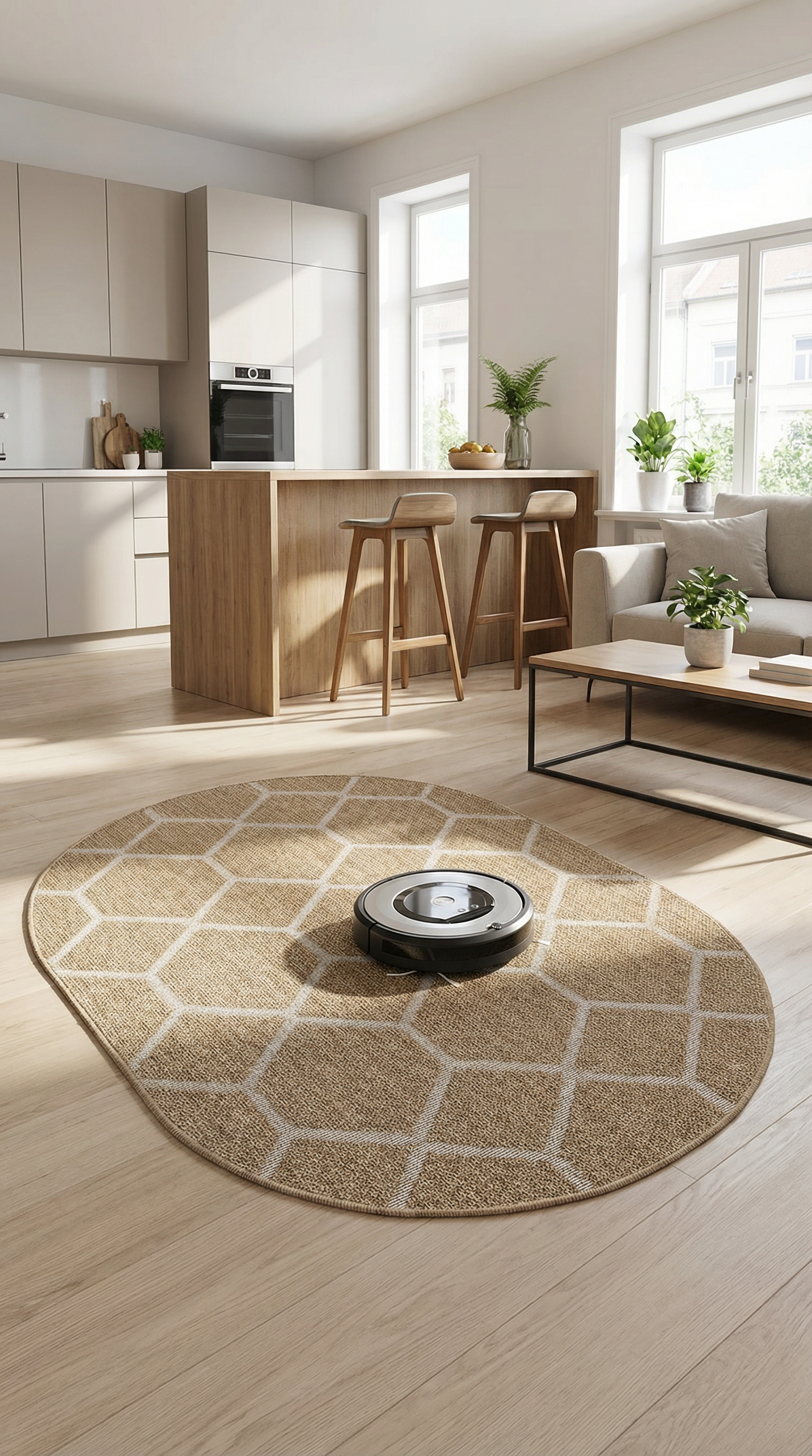 Zev Keten: Kısıtlayıcı Çizgileri Kaldıran Oval Formda Hasır Tarzı Halı Özel Ölçü ✂