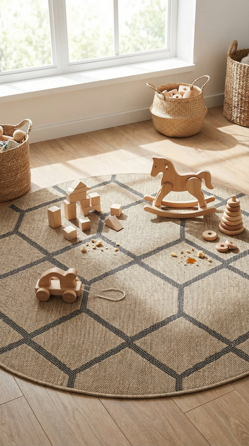 Zev Keten: Çocuk Odası ve Mutfaklar İçin İdeal Yuvarlak Hasır Halı Özel Ölçü ✂