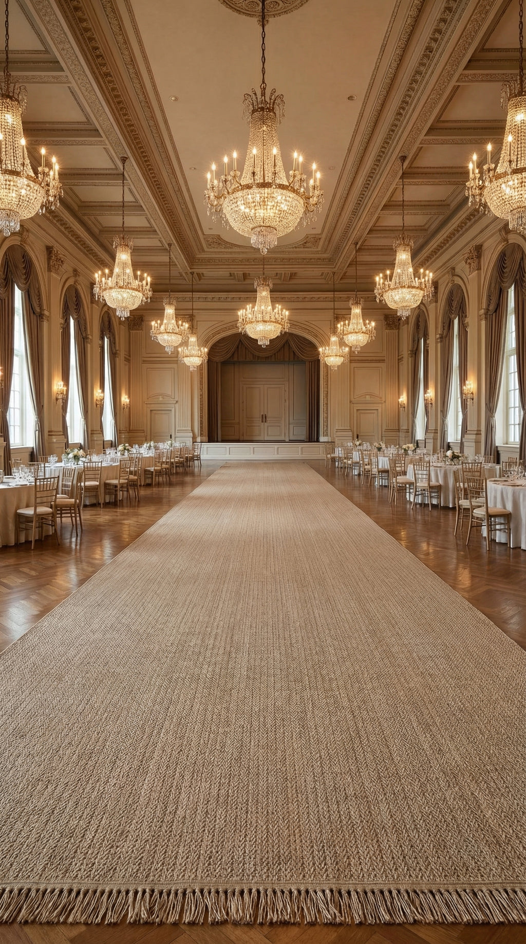 Zev Keten: 400 cm Genişliğe Kadar Özel Kesim Jüt Görünümlü Halı Özel Ölçü ✂