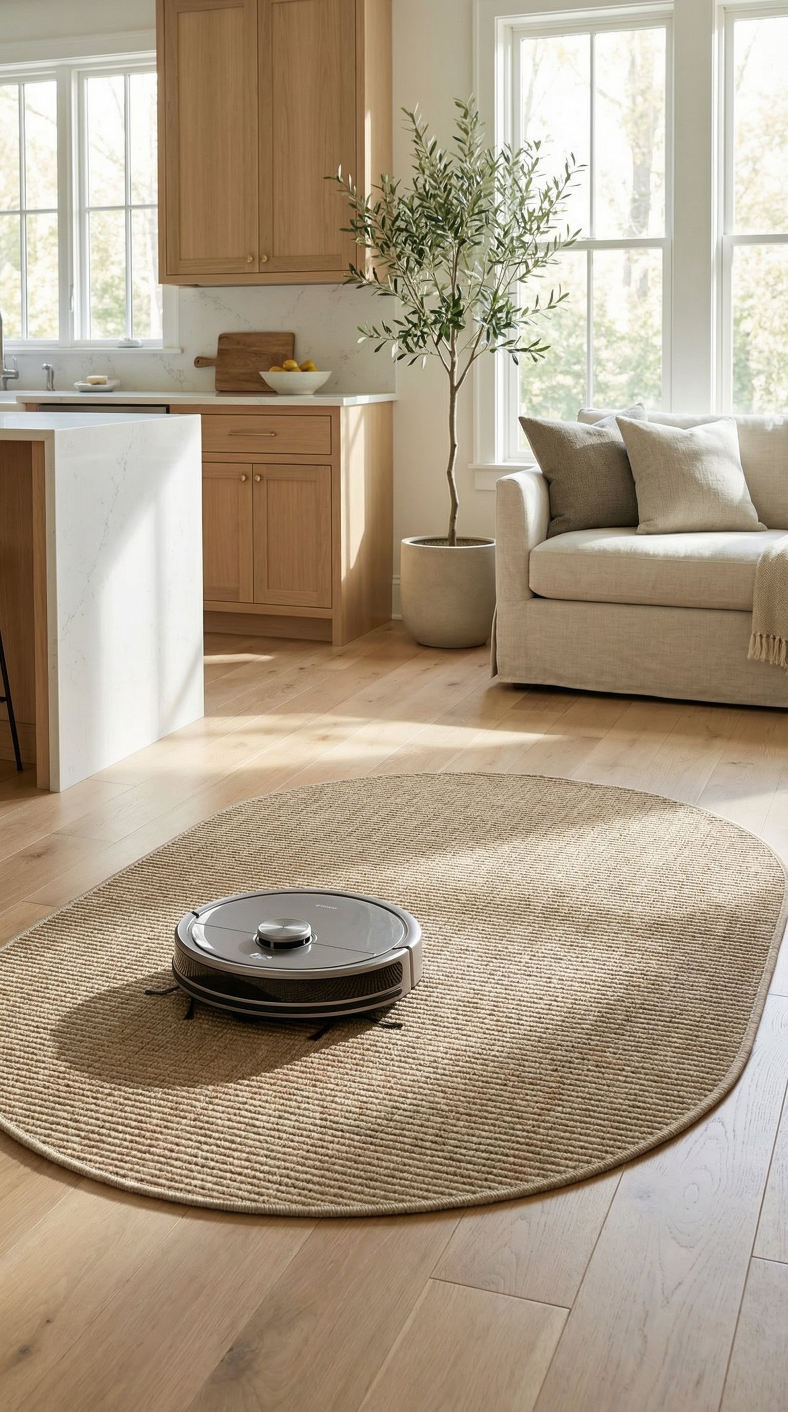 Zev Keten: Kişiye Özel Ölçüde  Oval Kesim Hasır Görünümlü Halı Özel Ölçü ✂