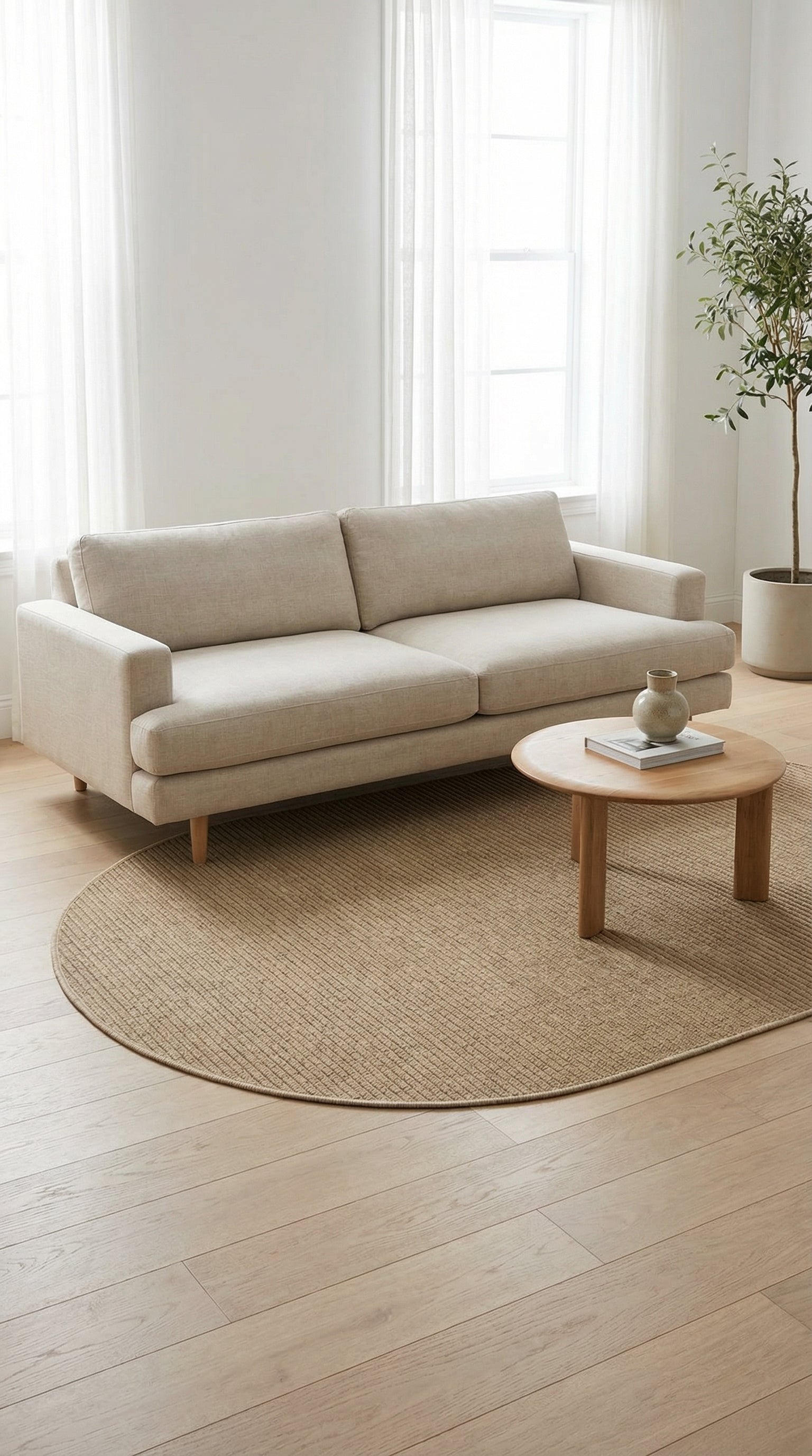 Zev Keten: Kişiye Özel Ölçüde  Oval Kesim Hasır Görünümlü Halı Özel Ölçü ✂