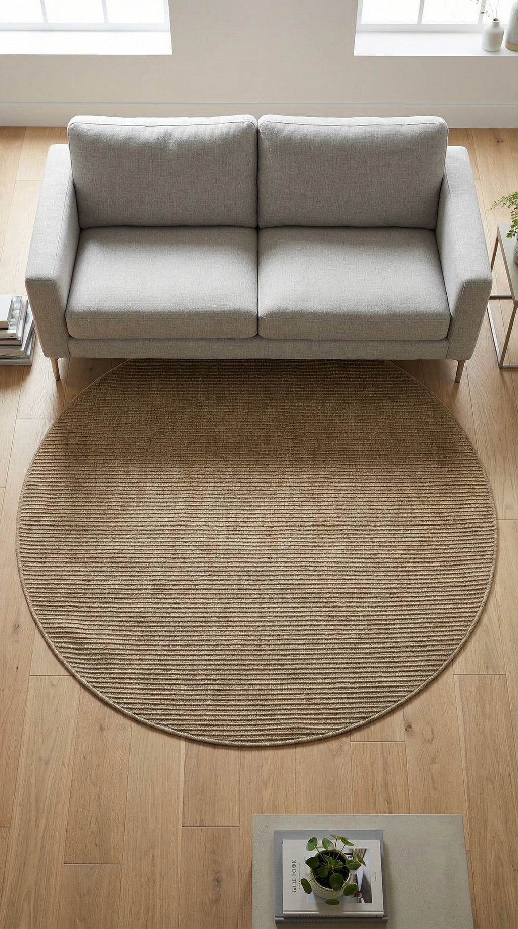 Zev Keten: 400x400 cm’e Kadar Özel Ölçü Yuvarlak Hasır Görünümlü Halı Özel Ölçü ✂