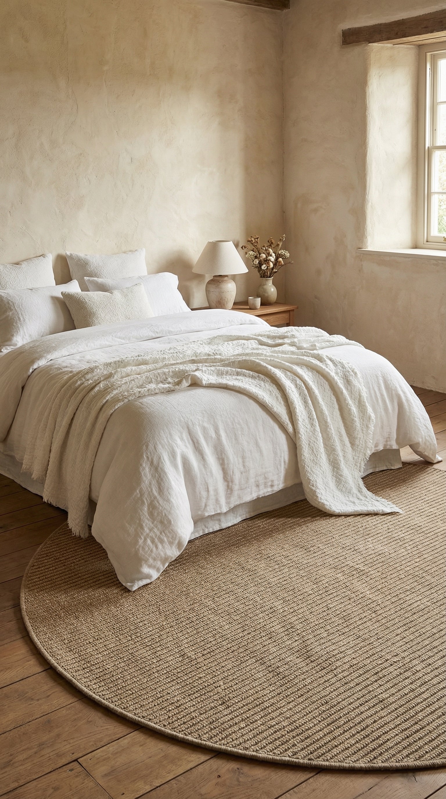 Zev Keten: 400x400 cm’e Kadar Özel Ölçü Yuvarlak Hasır Görünümlü Halı Özel Ölçü ✂