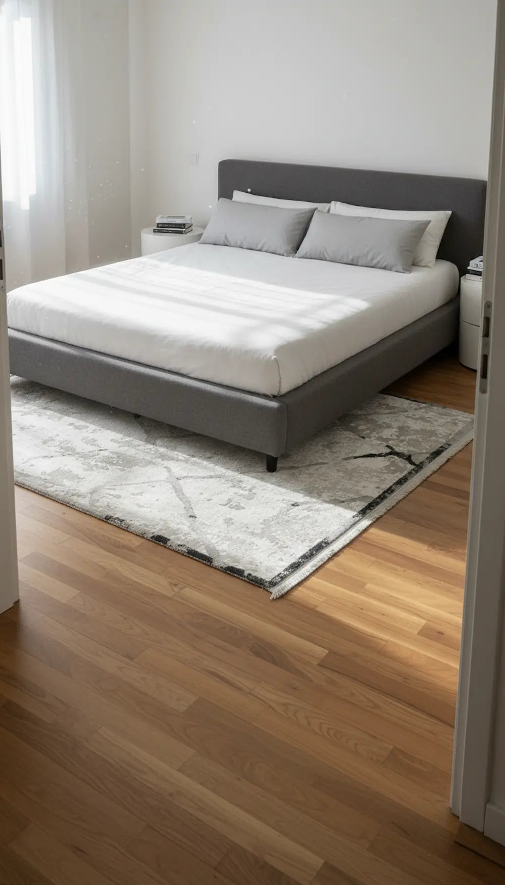 Zev Vogui Antrasit Mermer Desenli Soyut Modern Salon Halısı VG041 160x230