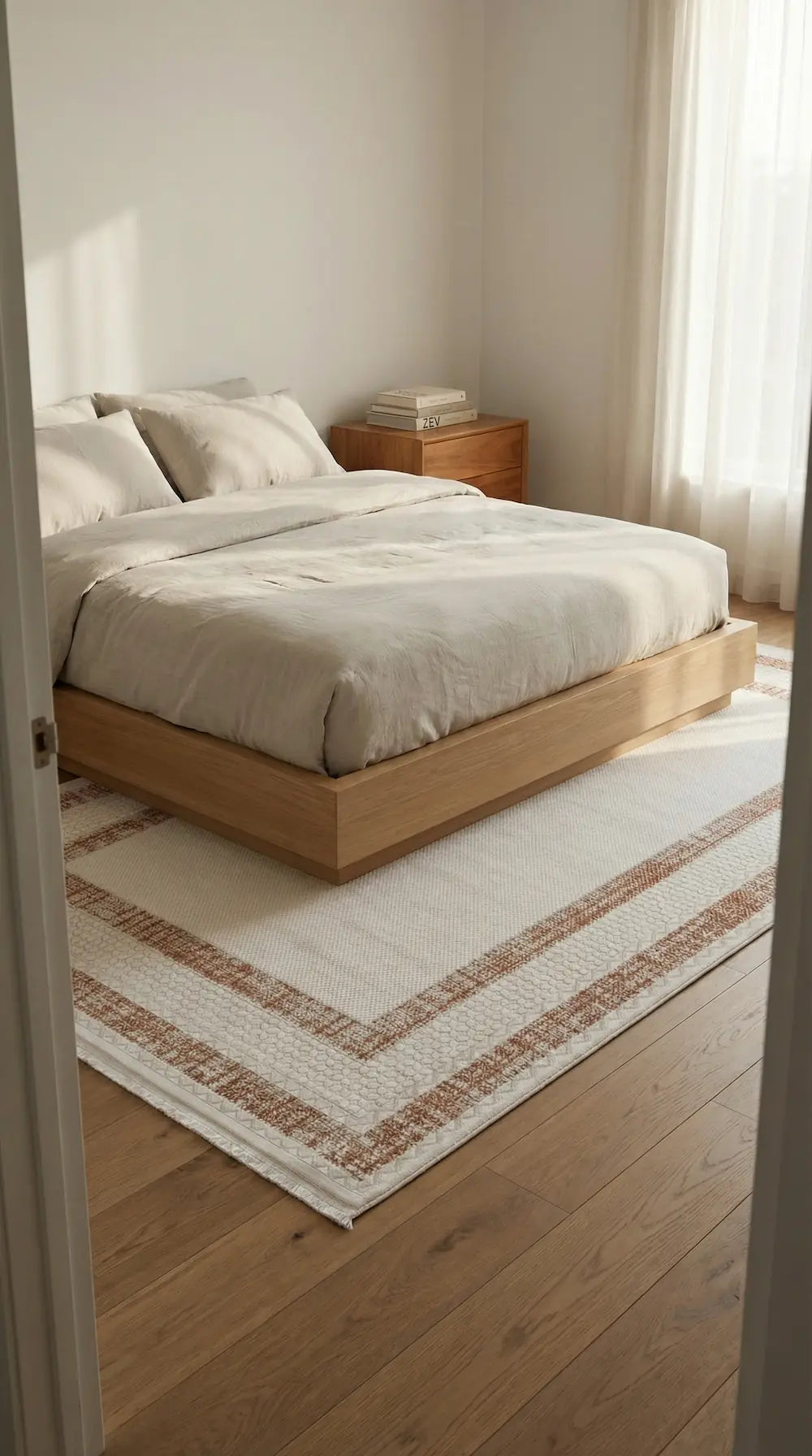 Zev Halı Vogui Krem Kiremit Çift Çerçeveli Modern Salon Halısı VG048 150x230 | Modern Halı | Zev Halı