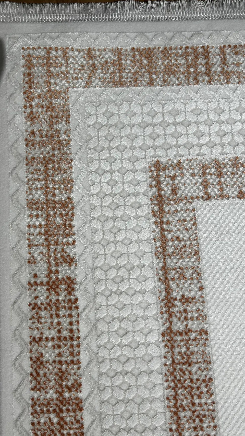 Zev Halı Vogui Krem Kiremit Çift Çerçeveli Modern Salon Halısı VG048 150x230 | Modern Halı | Zev Halı