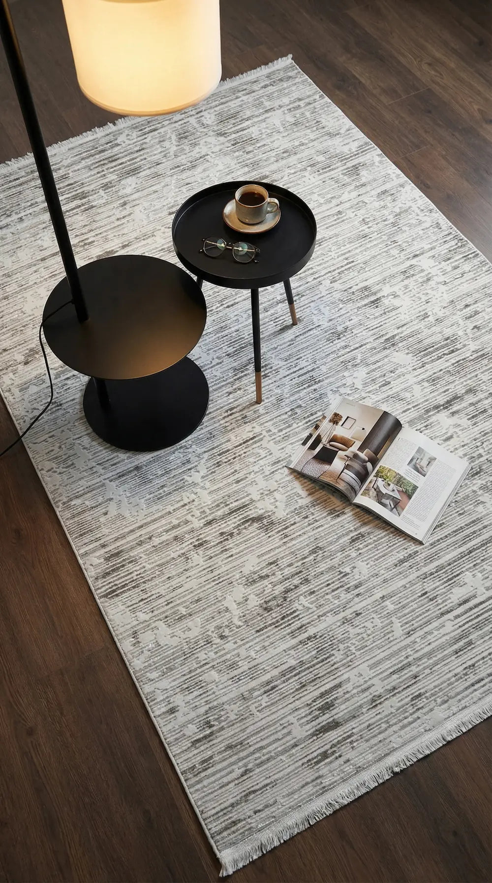 Zev Halı NK002 | 115x180 Makinede Yıkanabilir Yatay Çizgili Modern Halı