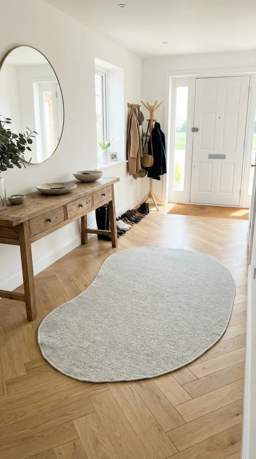 Zev Halı Asimetrik Serisi Gri Yün Pamuk Amorf Kilim 100x160 Gri