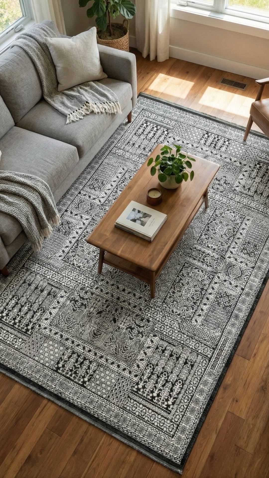 Zev Dark Serisi Zümrüt Siyahı Etnik Monokrom Triko Akrilik Salon Yatak Odası Halısı- %60 Fırsat Outlet st020  160x230