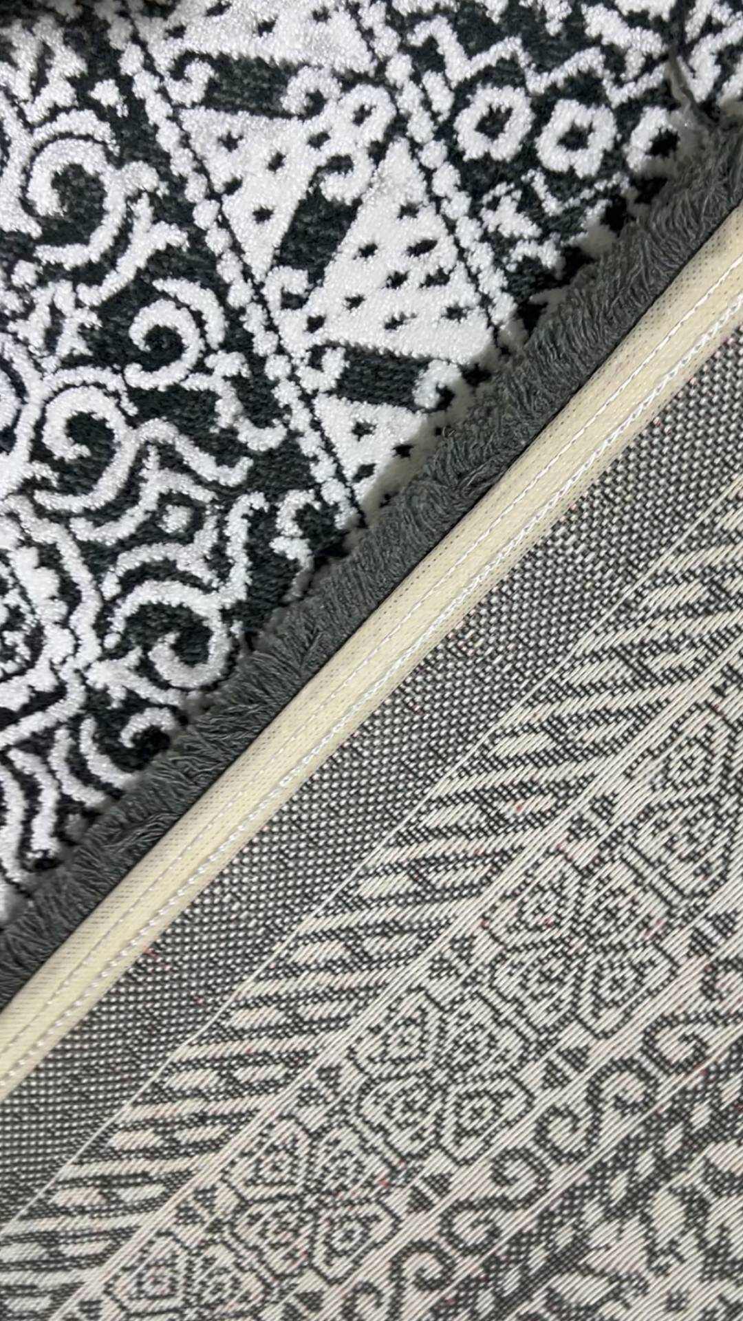 Zev Dark Serisi Zümrüt Siyahı Etnik Monokrom Triko Akrilik Salon Yatak Odası Halısı- %60 Fırsat Outlet st020  160x230