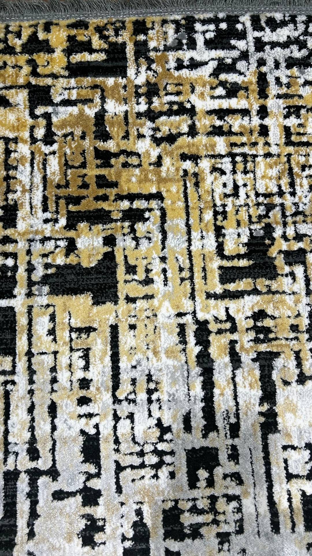 سجادة غرفة معيشة من سلسلة زيف دارك، لونها أسود زمردي وأصفر خردلي، بتفاصيل عرقية دمشقية، مصنوعة من الأكريليك - خصم 60% في منفذ البيع st022 160x230