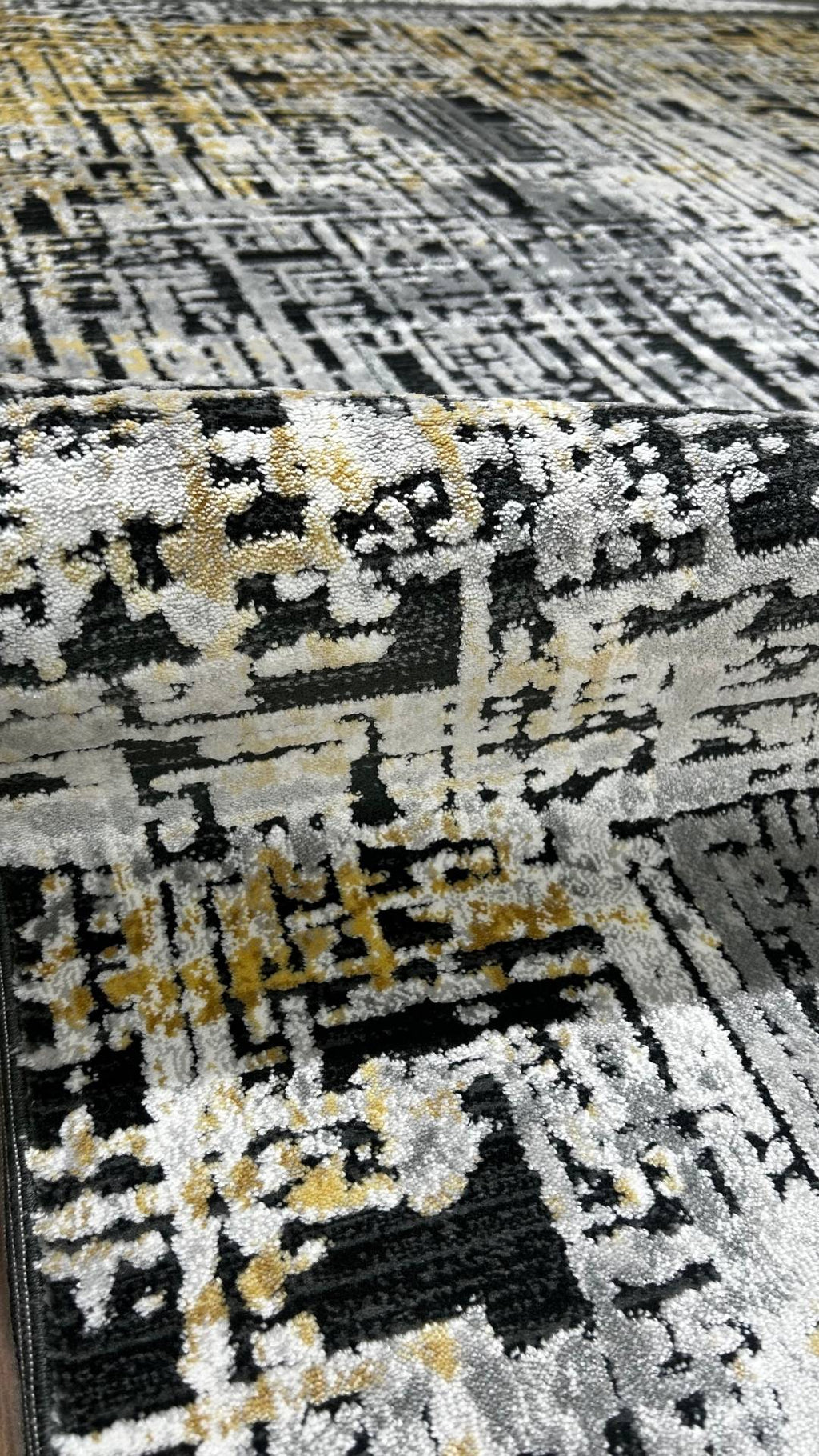 سجادة غرفة معيشة من سلسلة زيف دارك، لونها أسود زمردي وأصفر خردلي، بتفاصيل عرقية دمشقية، مصنوعة من الأكريليك - خصم 60% في منفذ البيع st022 160x230