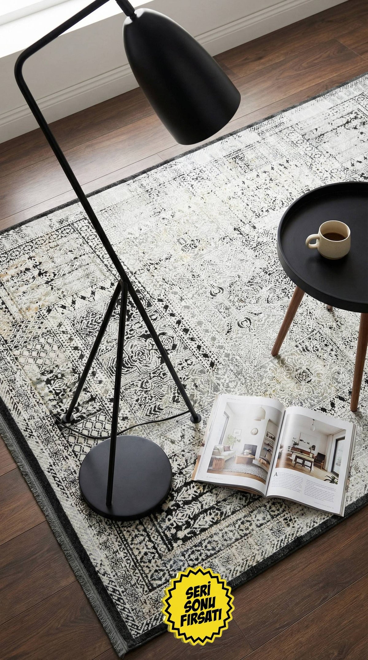 Zev Halı Dark Serisi Zümrüt Siyahı Sarı Etnik Damask Triko Akrilik Salon Yatak Odası Halısı- %60 Fırsat Outlet st023 160x230 | Modern Halı | Zev Halı