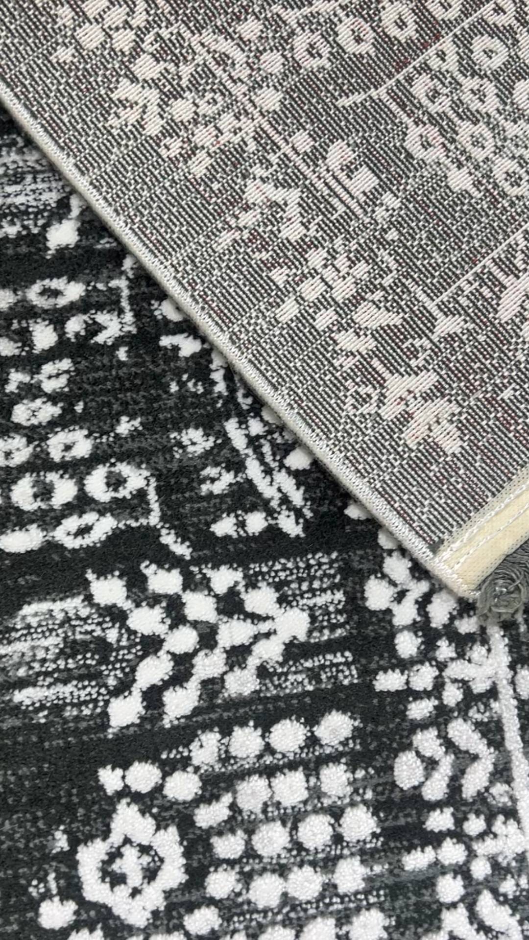 Zev Dark Serisi Zümrüt Siyahı Etnik Damask Triko Akrilik Salon Yatak Odası Halısı- %60 Fırsat Outlet st021  160x230