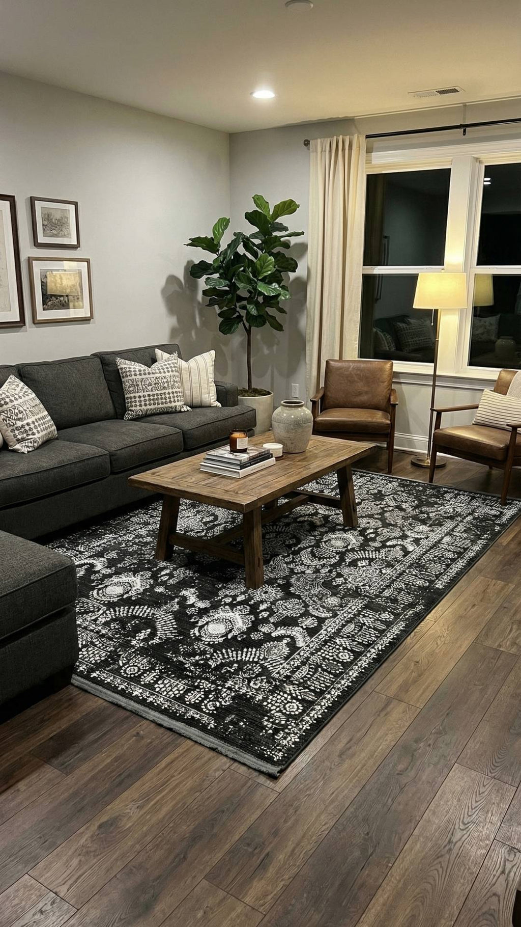 Zev Dark Serisi Zümrüt Siyahı Etnik Damask Triko Akrilik Salon Yatak Odası Halısı- %60 Fırsat Outlet st021  160x230