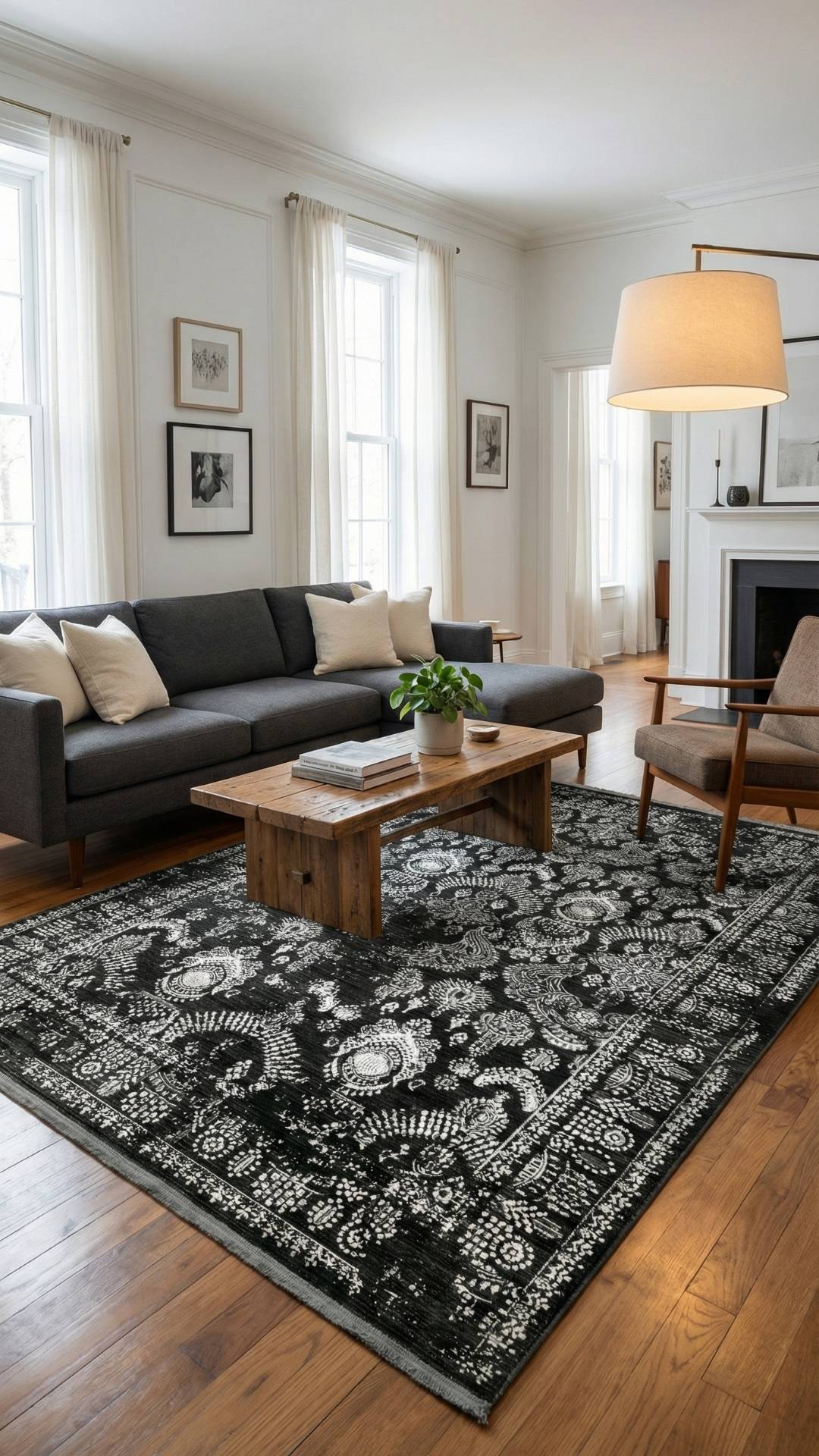 Zev Dark Serisi Zümrüt Siyahı Etnik Damask Triko Akrilik Salon Yatak Odası Halısı- %60 Fırsat Outlet st021  160x230