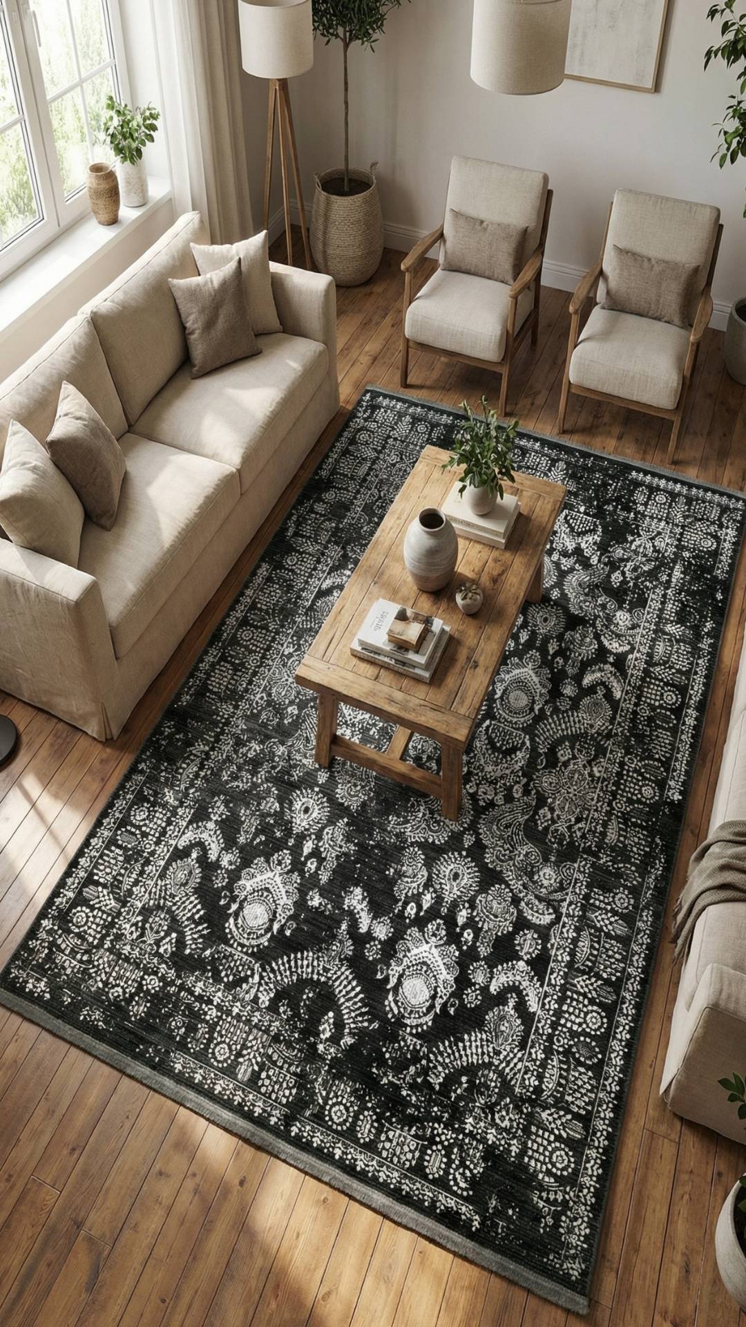 Zev Dark Serisi Zümrüt Siyahı Etnik Damask Triko Akrilik Salon Yatak Odası Halısı- %60 Fırsat Outlet st021  160x230