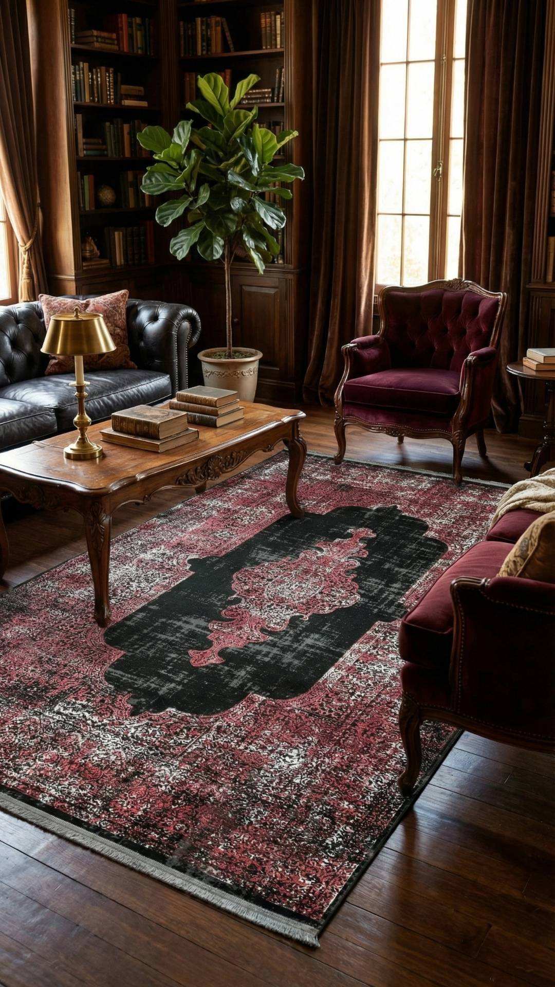 سجادة زيف دارك سيريز: سجادة أكريليك بنقشة مركزية باللون الأسود الزمردي - خصم 60% على سجادة غرفة المعيشة والمطبخ st018 مقاس 160x230