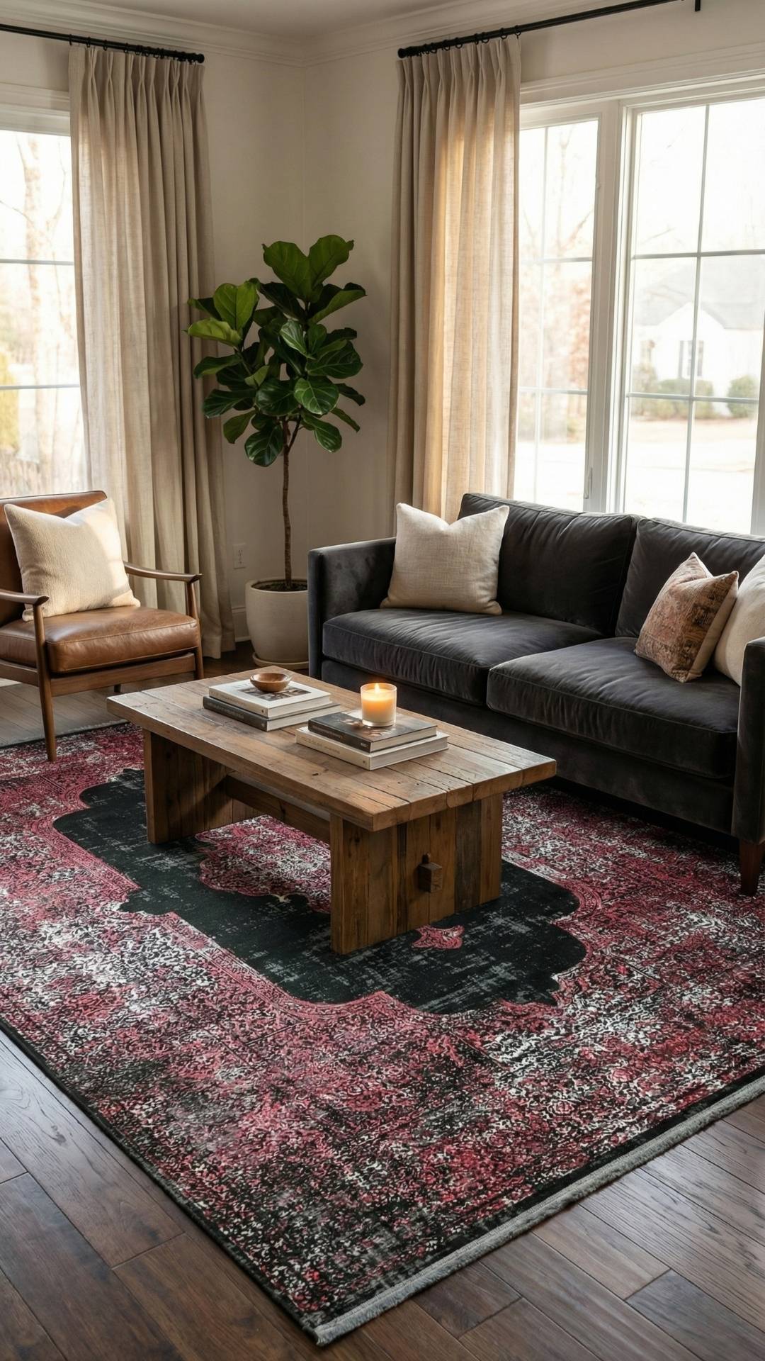 سجادة زيف دارك سيريز: سجادة أكريليك بنقشة مركزية باللون الأسود الزمردي - خصم 60% على سجادة غرفة المعيشة والمطبخ st018 مقاس 160x230