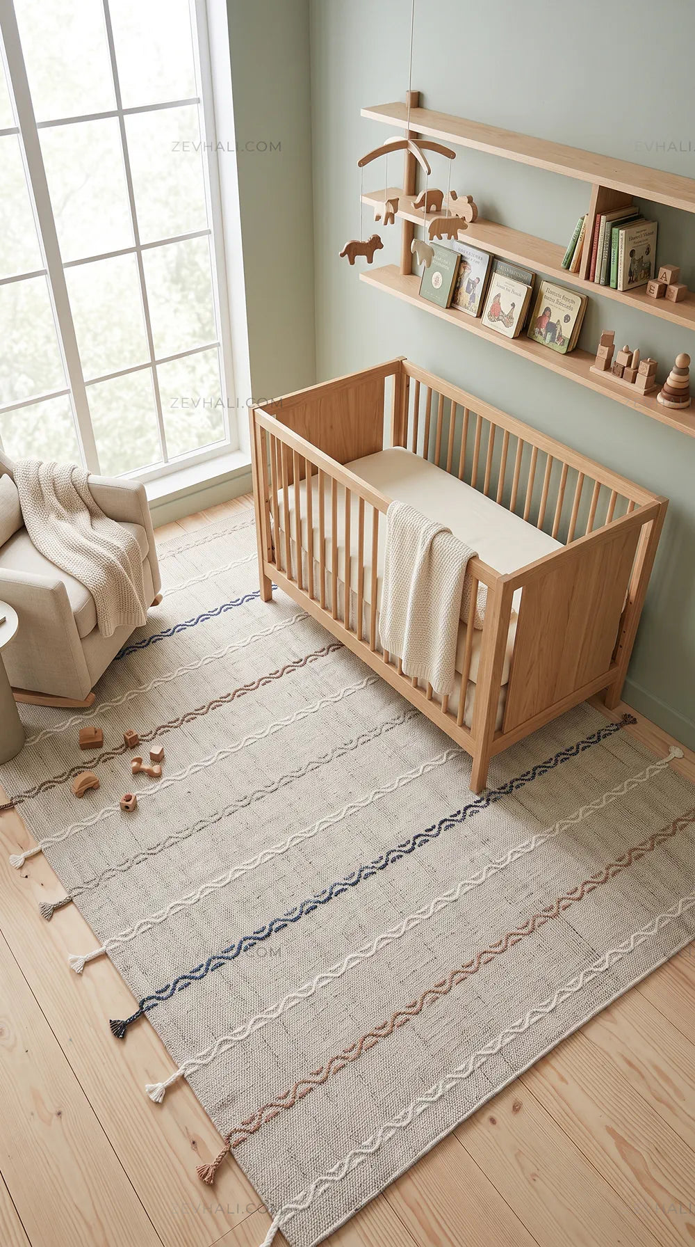 Zev Halı Vincents Colors Açık Gri Dalgalı Çizgili Püsküllü Kilim VC09 160x200