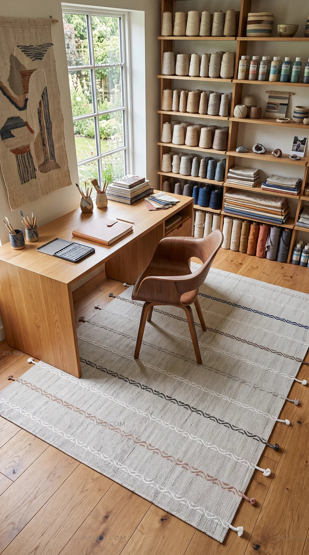 Zev Halı Vincents Colors Açık Gri Dalgalı Çizgili Püsküllü Kilim VC09 160x200