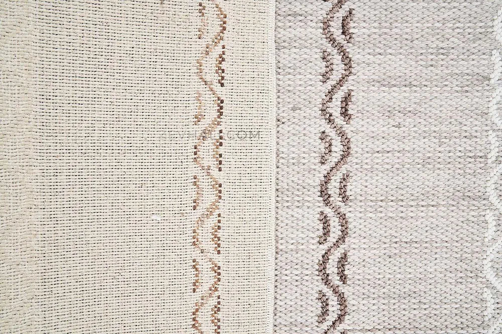 Zev Halı Vincents Colors Açık Gri Dalgalı Çizgili Püsküllü Kilim VC09 160x200
