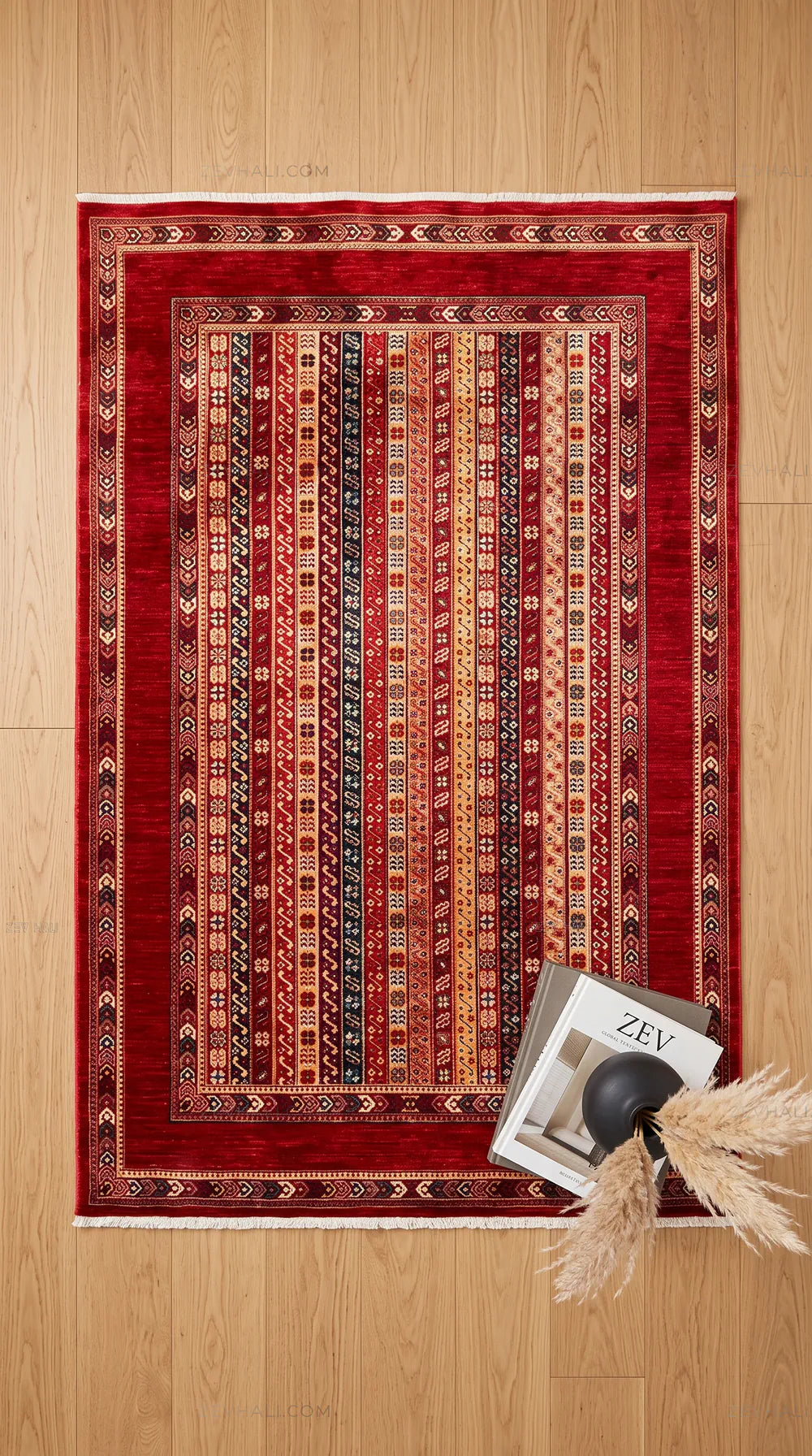 Zev Halı Afghan Vintage Multi Renkli Çizgili Eklektik Dokuma Halı AFG02