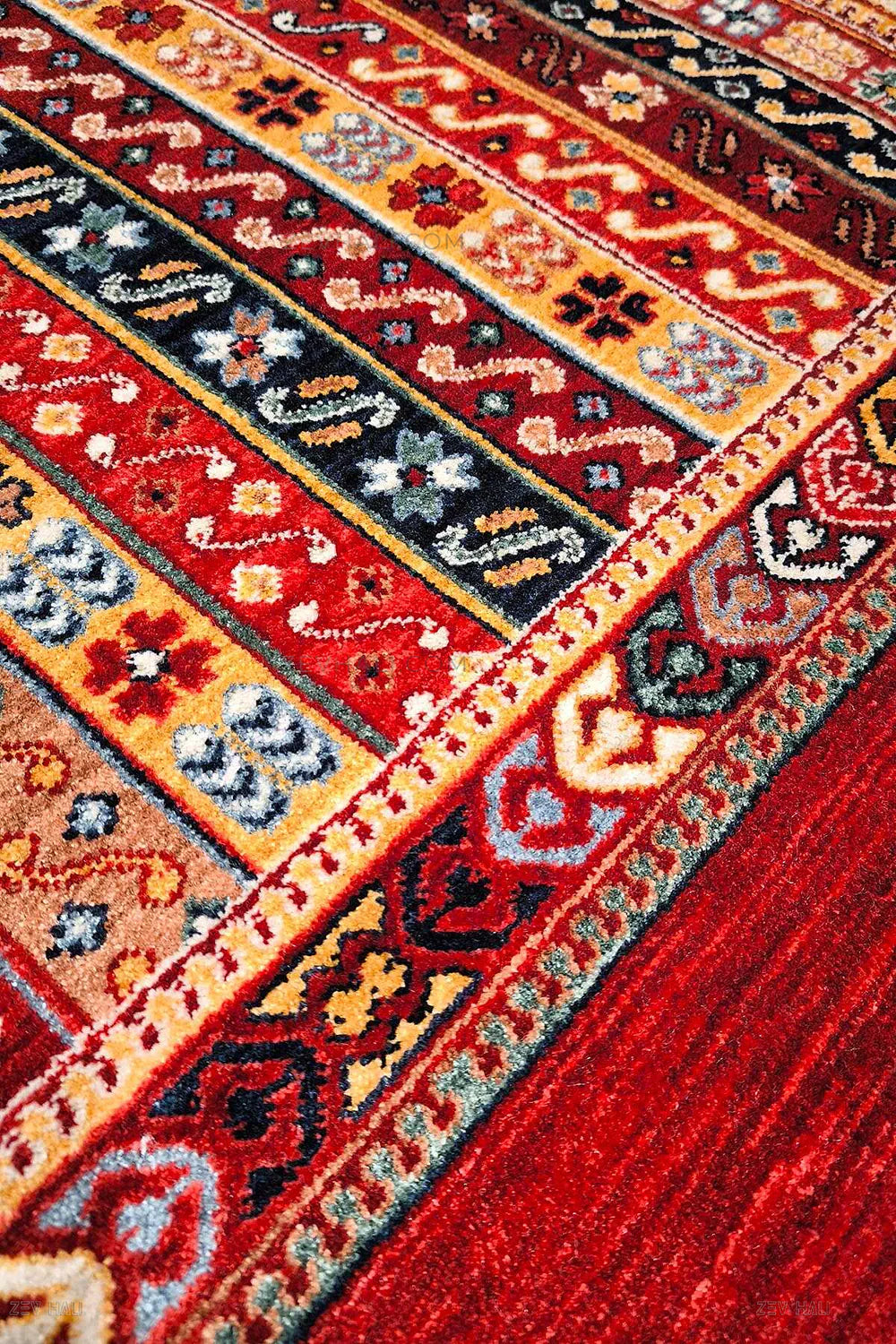 Zev Halı Afghan Vintage Multi Renkli Çizgili Eklektik Dokuma Halı AFG02
