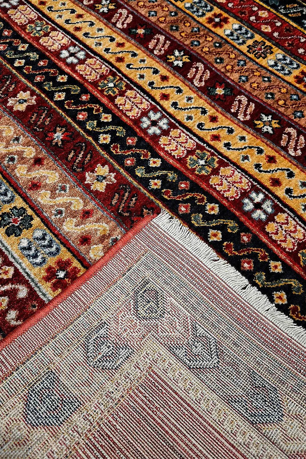 Zev Halı Afghan Vintage Multi Renkli Çizgili Eklektik Dokuma Halı AFG02