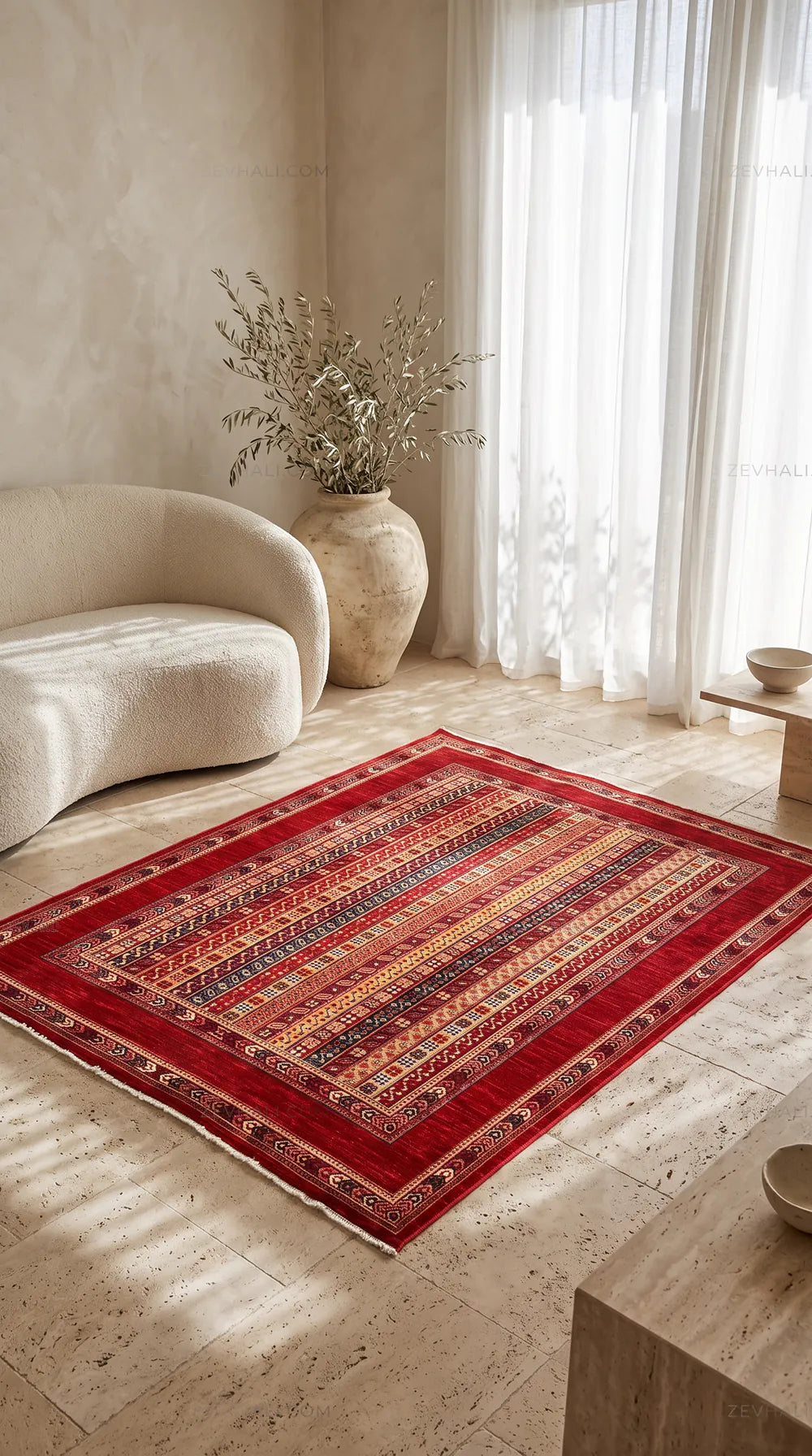 Zev Halı Afghan Vintage Multi Renkli Çizgili Eklektik Dokuma Halı AFG02