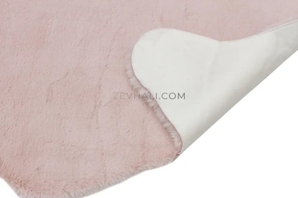 Zev Halı Alade Pudra Suni Tavşan Tüyü Kaymaz Taban Yıkanabilir Peluş Post Halı AL03