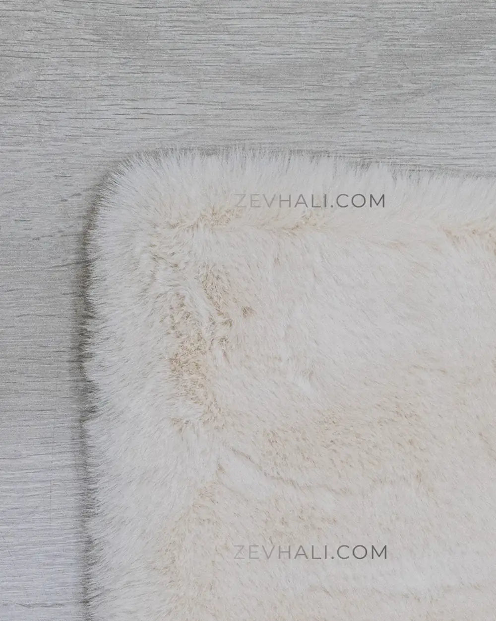 Zev Halı Alade Krem Suni Tavşan Tüyü Kaymaz Taban Yıkanabilir Peluş Yuvarlak Halı AL07 | Peluş Halı | Zev Halı