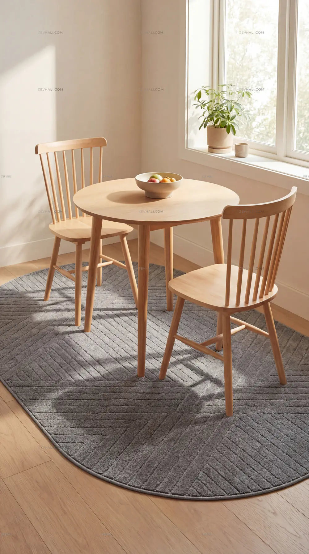 Zev Halı Antrasit Geometrik Yumuşak Oval Halı Yolluk Özel Ölçü Ba27 | Microfiber Halı | Zev Halı