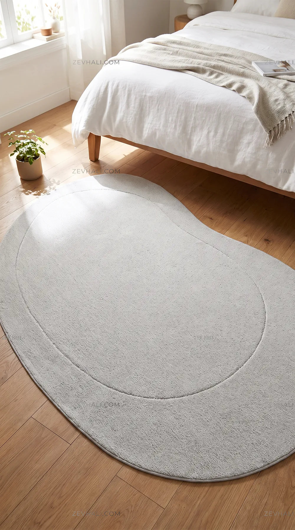Zev Halı Asimetrik Amorf Gri Minimalist Akışkan Dokulu Premium Halı AST14 | Asimetrik Amorf Halı | Zev Halı