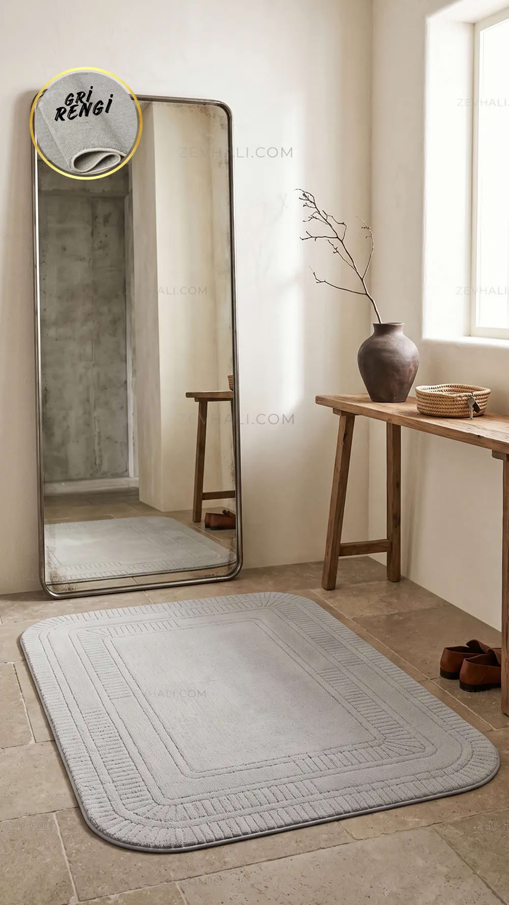 Zev Halı Asimetrik Amorf Gri Minimalist Çizgili Tasarım Halı AST21 | Asimetrik Amorf Halı | Zev Halı