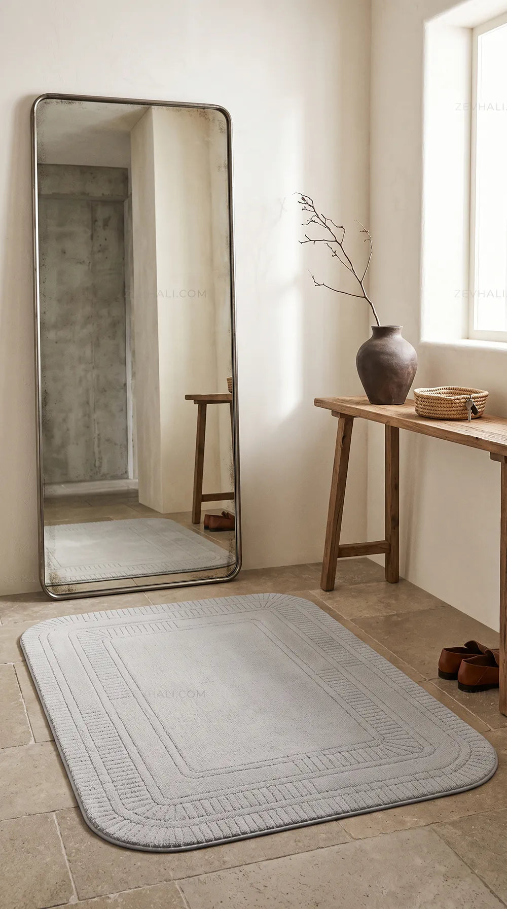 Zev Halı Asimetrik Amorf Gri Minimalist Çizgili Tasarım Halı AST21 | Asimetrik Amorf Halı | Zev Halı