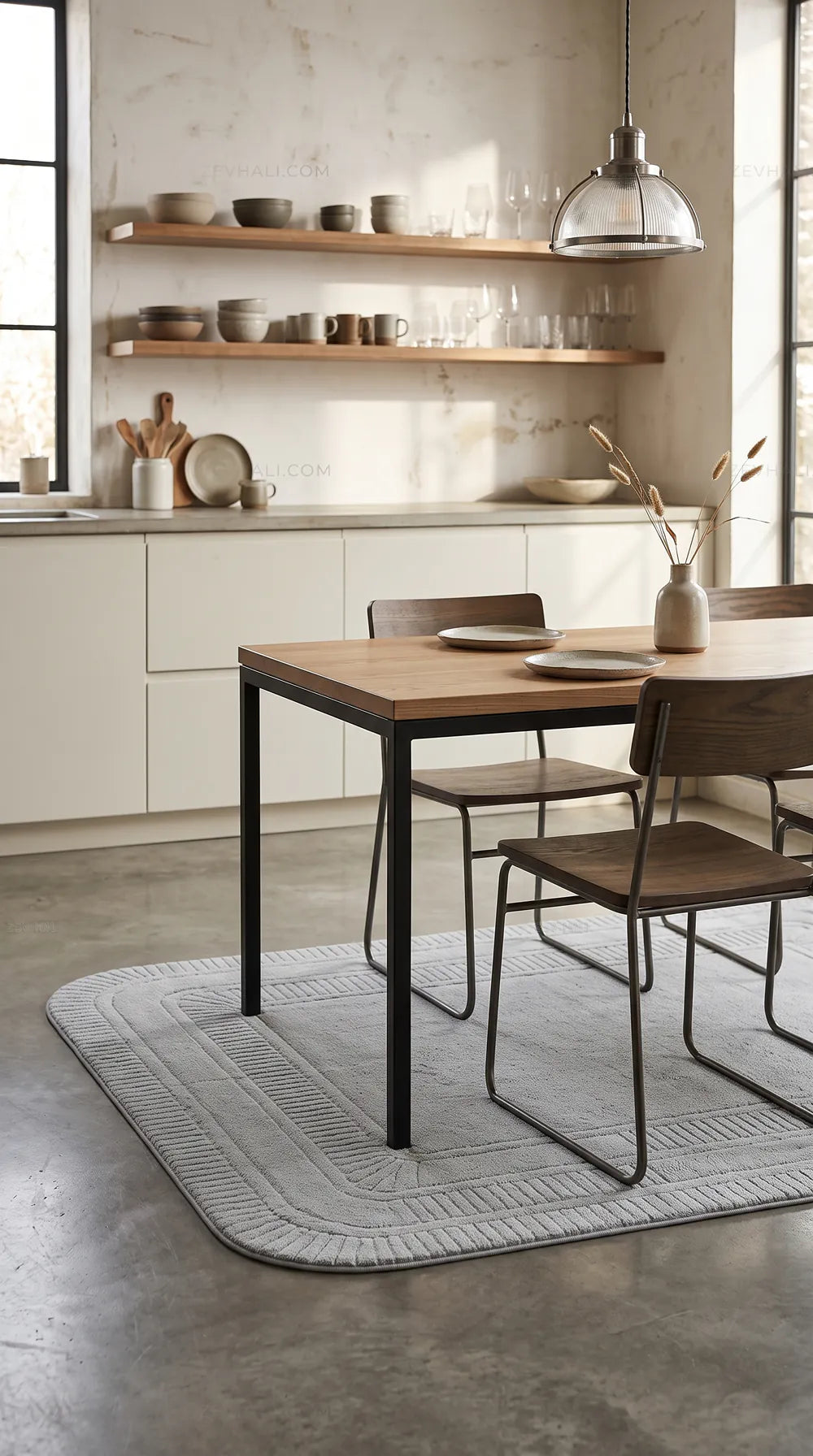 Zev Halı Asimetrik Amorf Gri Minimalist Çizgili Tasarım Halı AST21 | Asimetrik Amorf Halı | Zev Halı