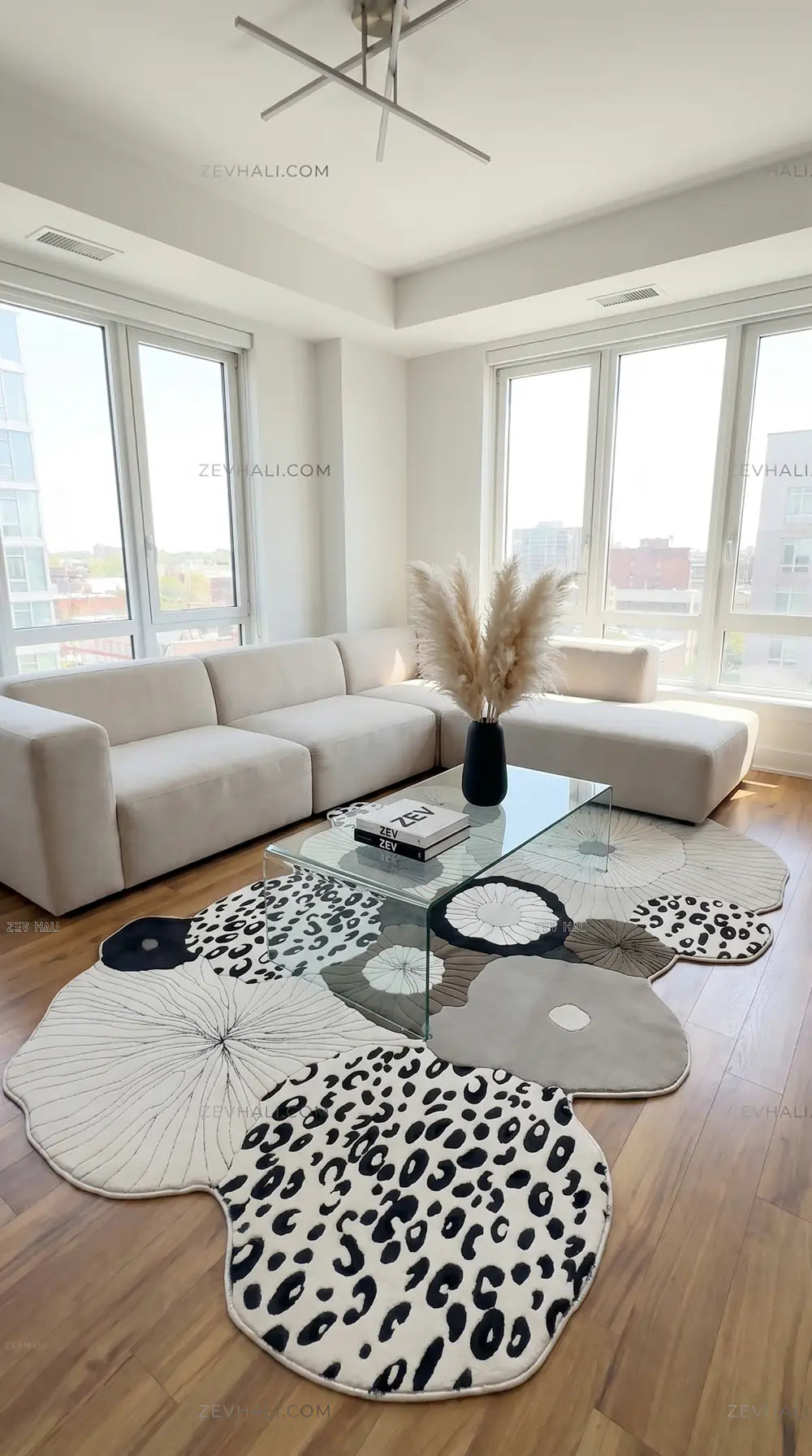 Zev Halı Asimetrik Amorf Serisi Eklektik Leopar Desenli Tasarım Halı AS03 | Asimetrik Amorf Halı | Zev Halı