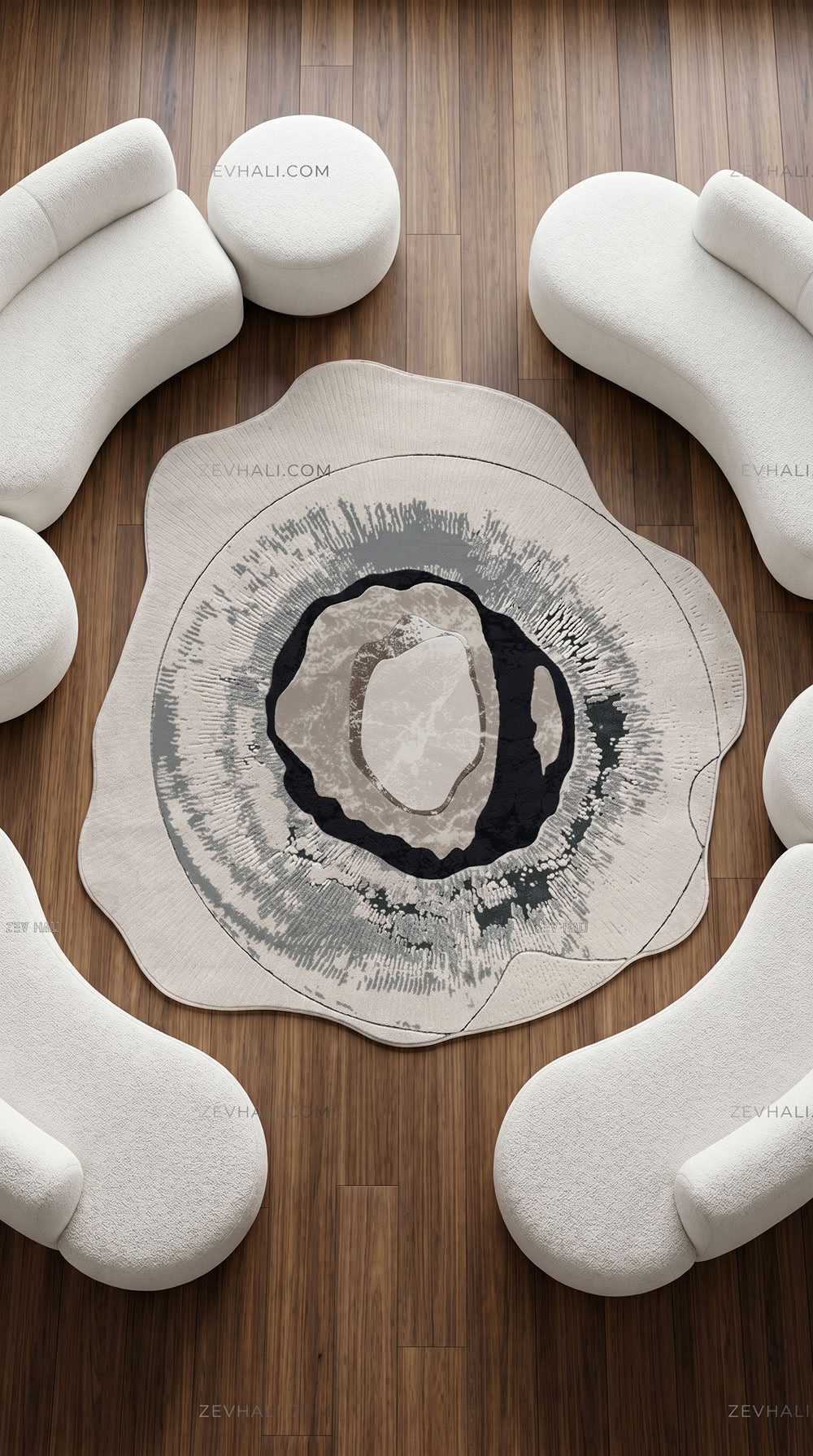 Zev Halı Asimetrik Amorf Serisi Mineral Taşı Desenli Kolay Temizlenen Halı AS06 | Asimetrik Amorf Halı | Zev Halı