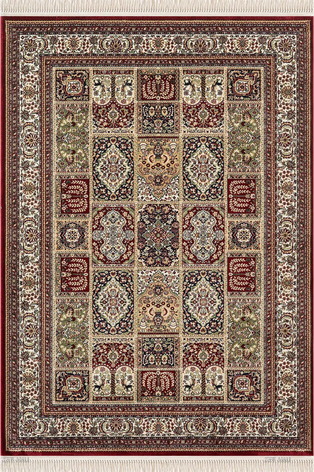 Zev Halı Asitane Bordo Etnik Afgan Desenli Vintage Salon Halısı AST07