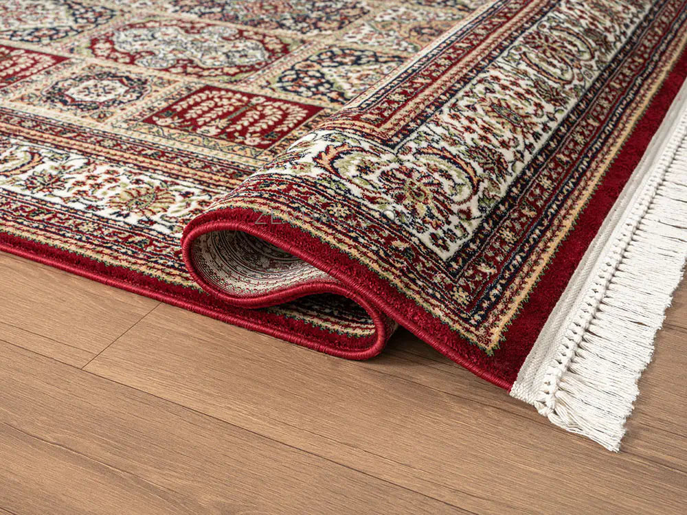 Zev Halı Asitane Bordo Etnik Afgan Desenli Vintage Salon Halısı AST07