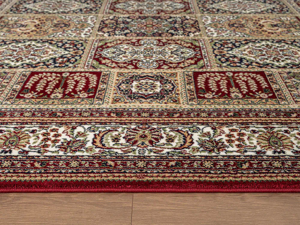 Zev Halı Asitane Bordo Etnik Afgan Desenli Vintage Salon Halısı AST07