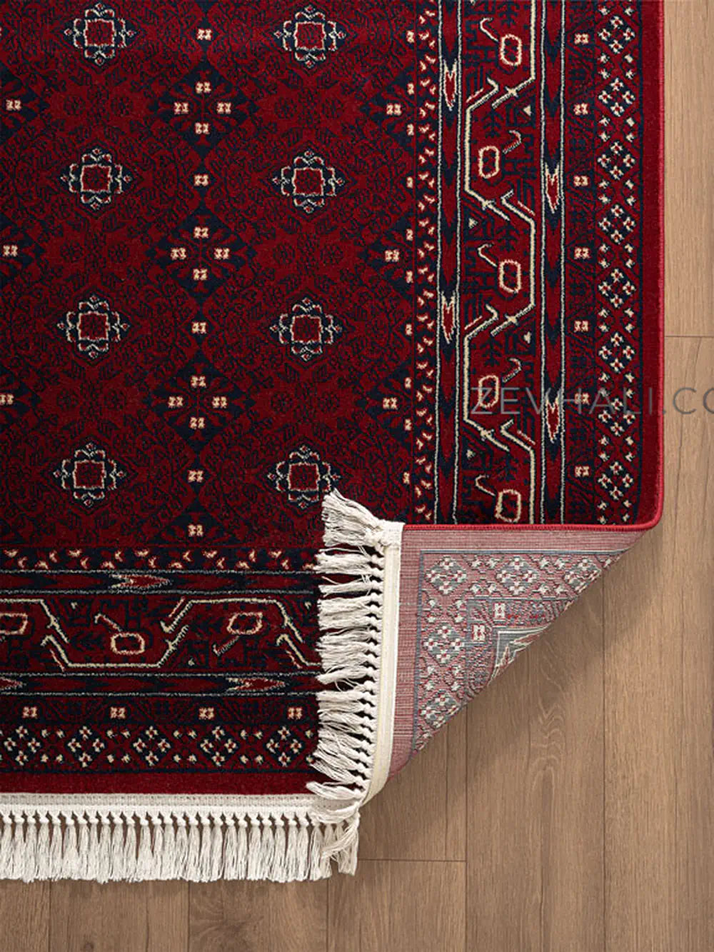 Zev Halı Asitane Bordo Geometrik Afgan Motifli Otantik Salon Halısı AST08