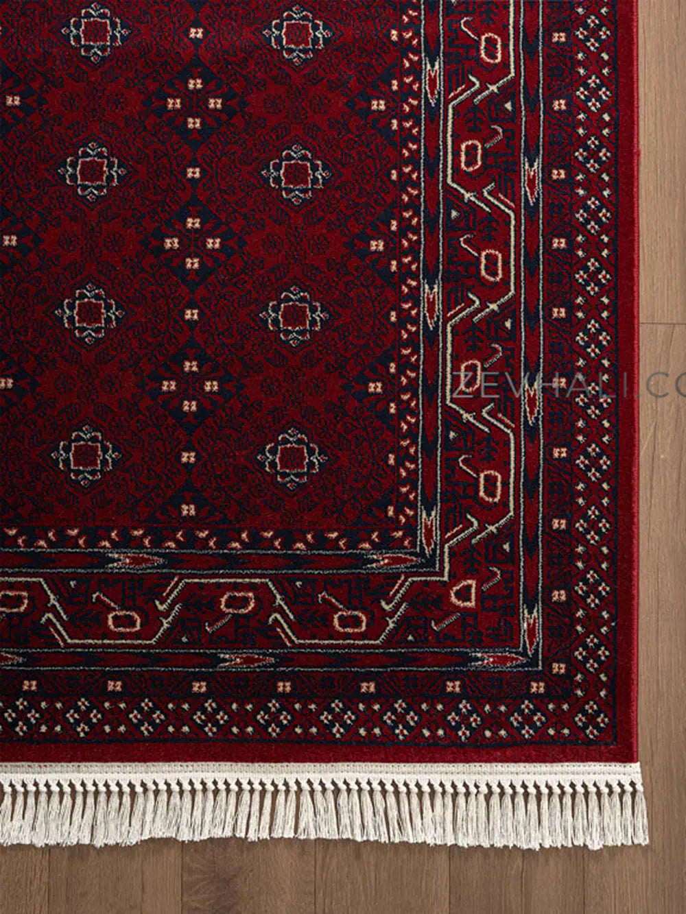 Zev Halı Asitane Bordo Geometrik Afgan Motifli Otantik Salon Halısı AST08