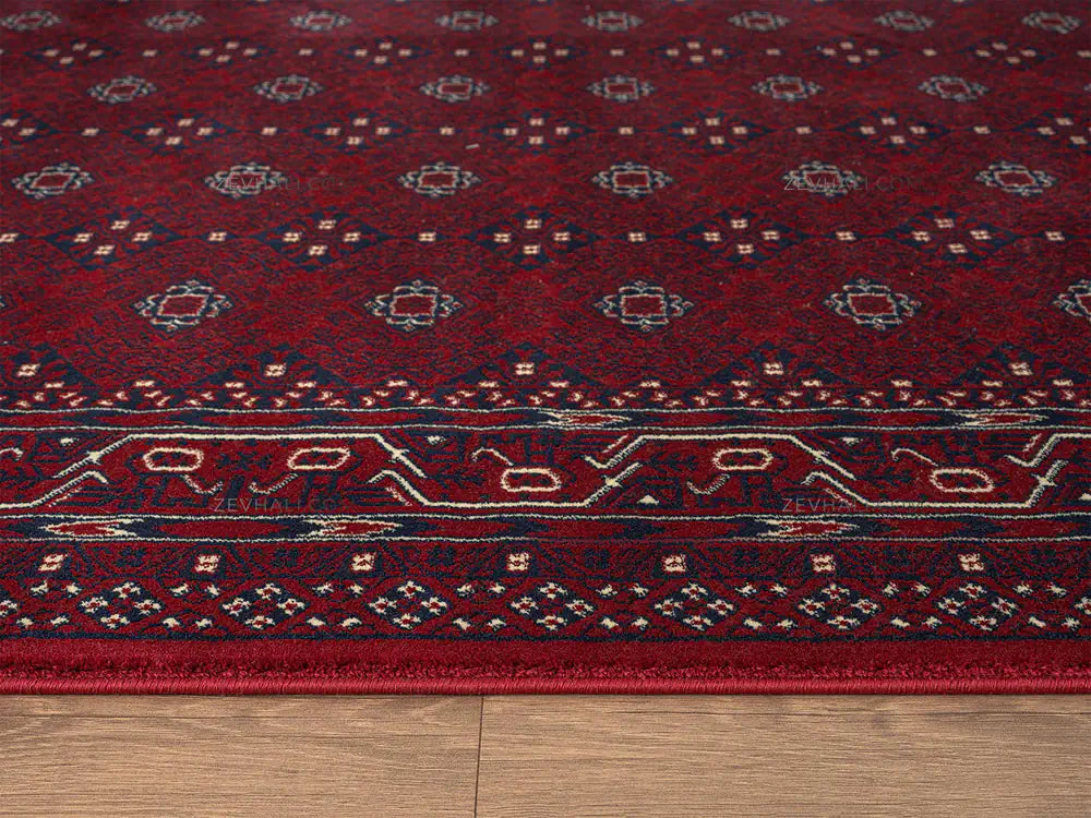 Zev Halı Asitane Bordo Geometrik Afgan Motifli Otantik Salon Halısı AST08