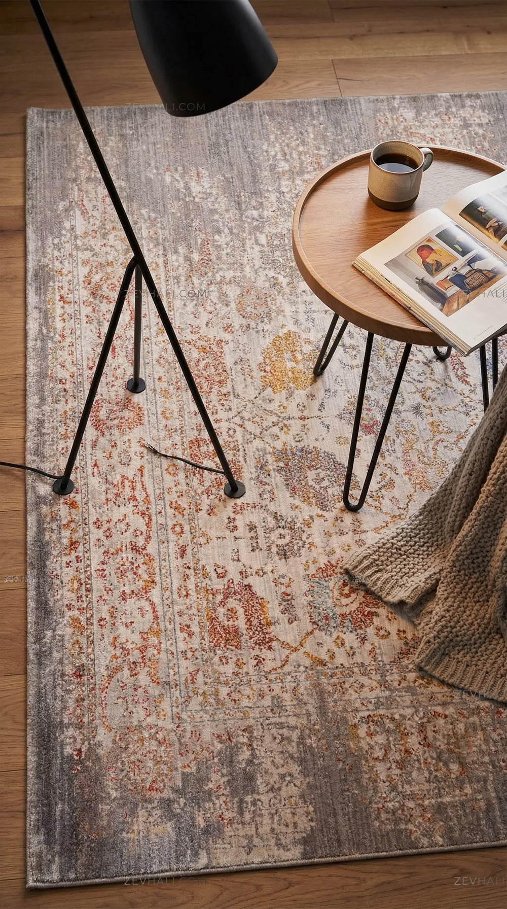 Zev Halı Aura Vizon Bej Eskitme Vintage Halı And006 | Etnik Halılar | Zev Halı