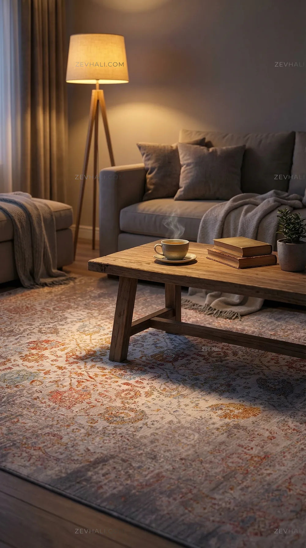 Zev Halı Aura Vizon Bej Eskitme Vintage Halı And006 | Etnik Halılar | Zev Halı