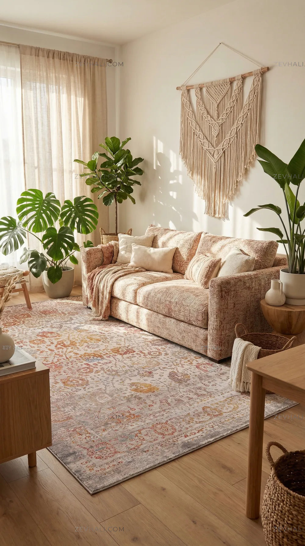 Zev Halı Aura Vizon Bej Eskitme Vintage Halı And006 | Etnik Halılar | Zev Halı