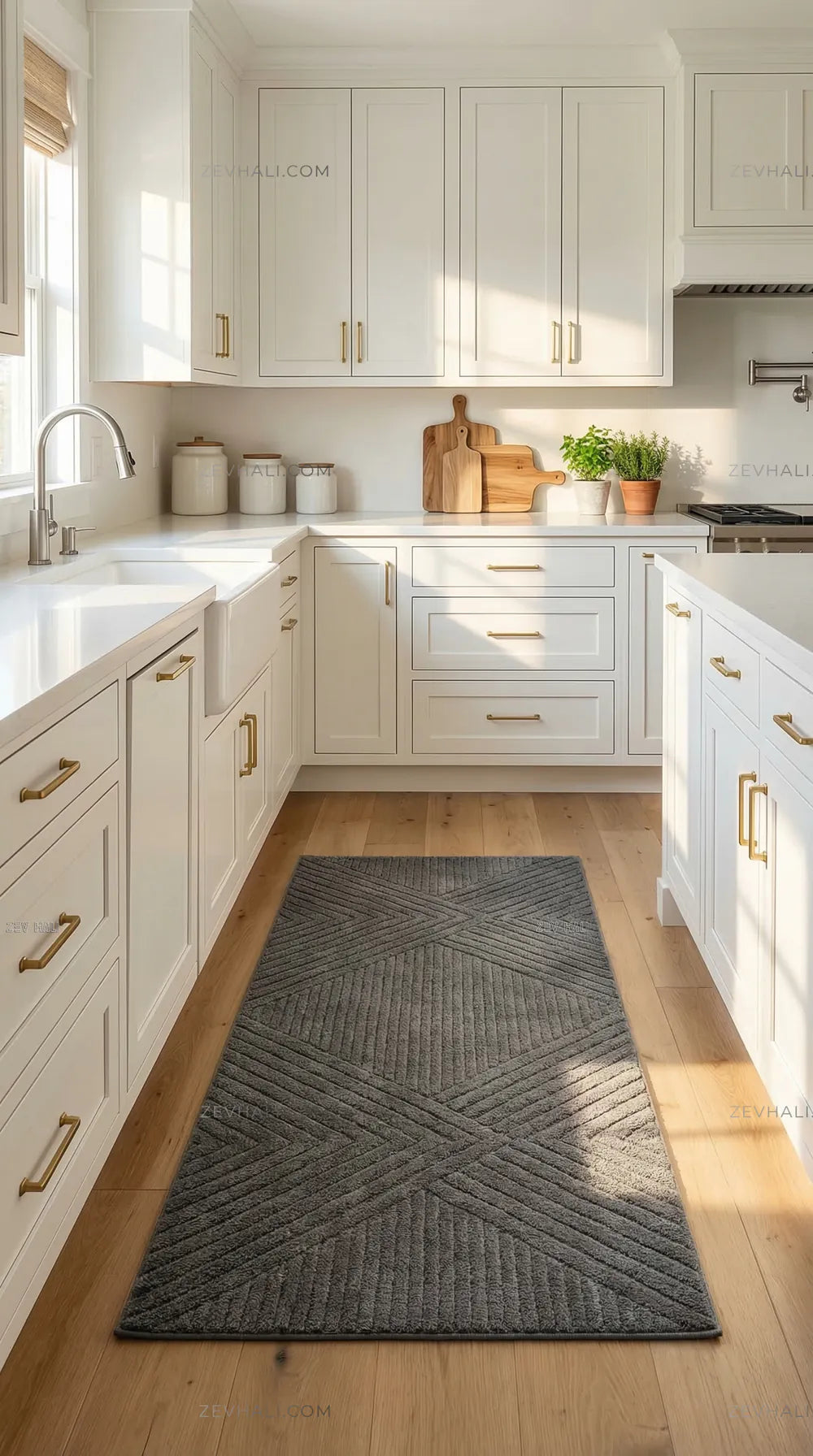 Zev Halı Babil Antrasit Çizgi Desenli Oturma Odası Halısı Özel Ölçü Ba09 | Microfiber Halı | Zev Halı